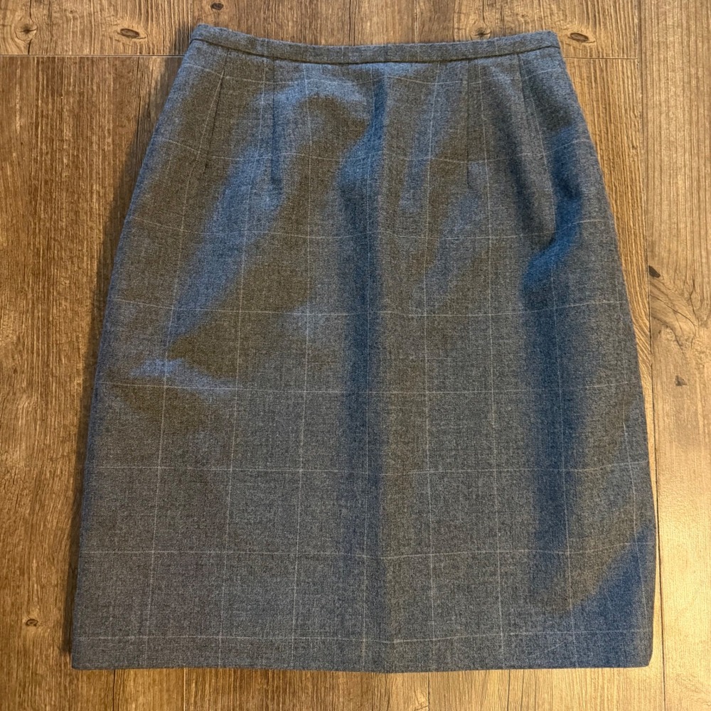 Harve Benard Pencil Skirt Grey Wool Windowpane Plaid Career Womens 6